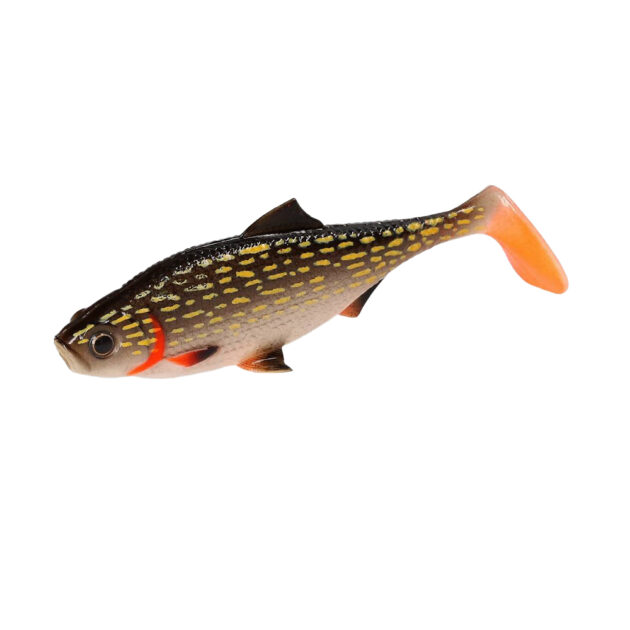 La Mikado MFT Roach è un'esca artificiale che imita perfettamente un pesce foraggio, come la carpa o il carassio. È realizzata con una mescola siliconica molto morbida